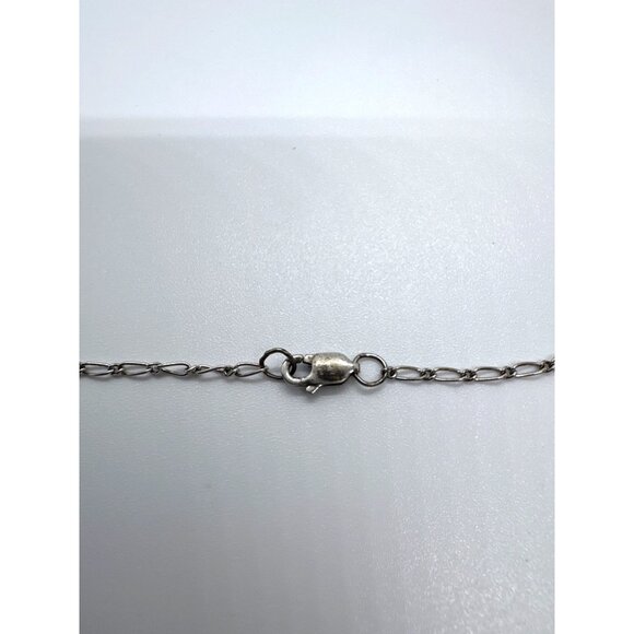 Sterling Silver 925 Necklace Artisan Hammered Pendant Blue Opal Style Inlay 16" - Picture 11 of 11